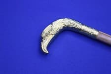 Vintage Wood Walking Cane Brass Eagle Head Handle Rubber Tip Walking Stick Decor